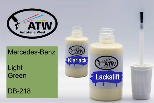 Mercedes-Benz, Light Green, DB-218: 20ml Lackstift + 20ml Klarlack - Set, von ATW Autoteile West.